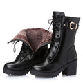 Sarah Express Women's Lace-Up Side Zipper Winter Boots 1Black