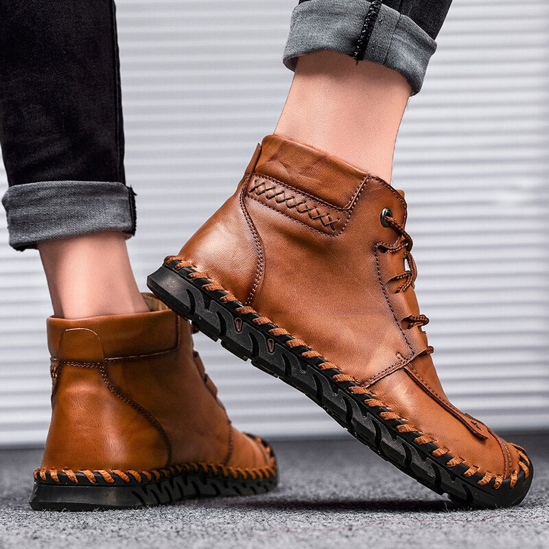 Sarah Express Men's Casual Leather Martin Boots