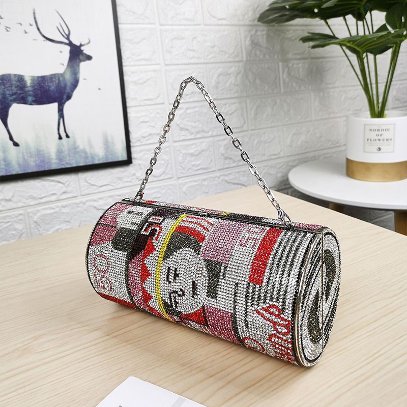 Sarah Express Crystal Embellished Money Roll Evening Clutch Red