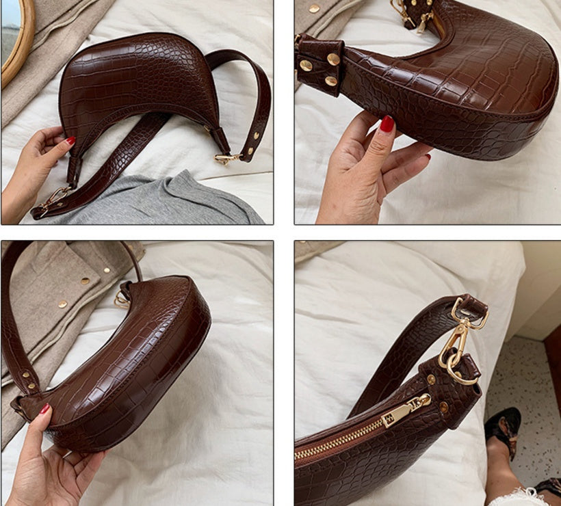 Sarah Express Crocodile Pattern Dumpling Shoulder Bag