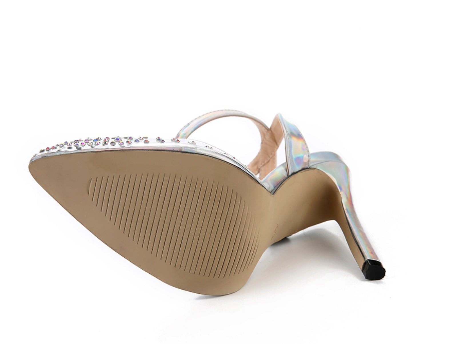 Sarah Express Pointed Toe Stiletto Sandals with Rhinestones