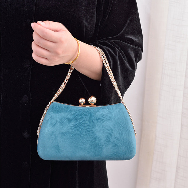 Sarah Express Embossed Chain Lock Evening Crossbody Bag