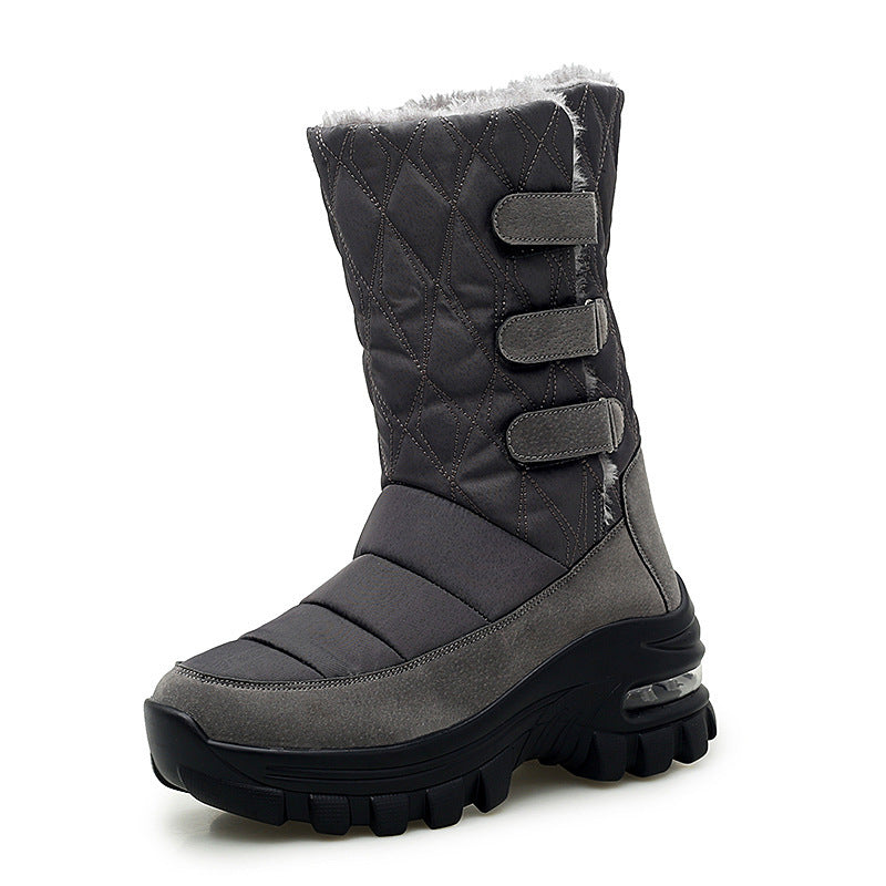 Sarah Express Women's High Top Velvet Snow Boots Grey