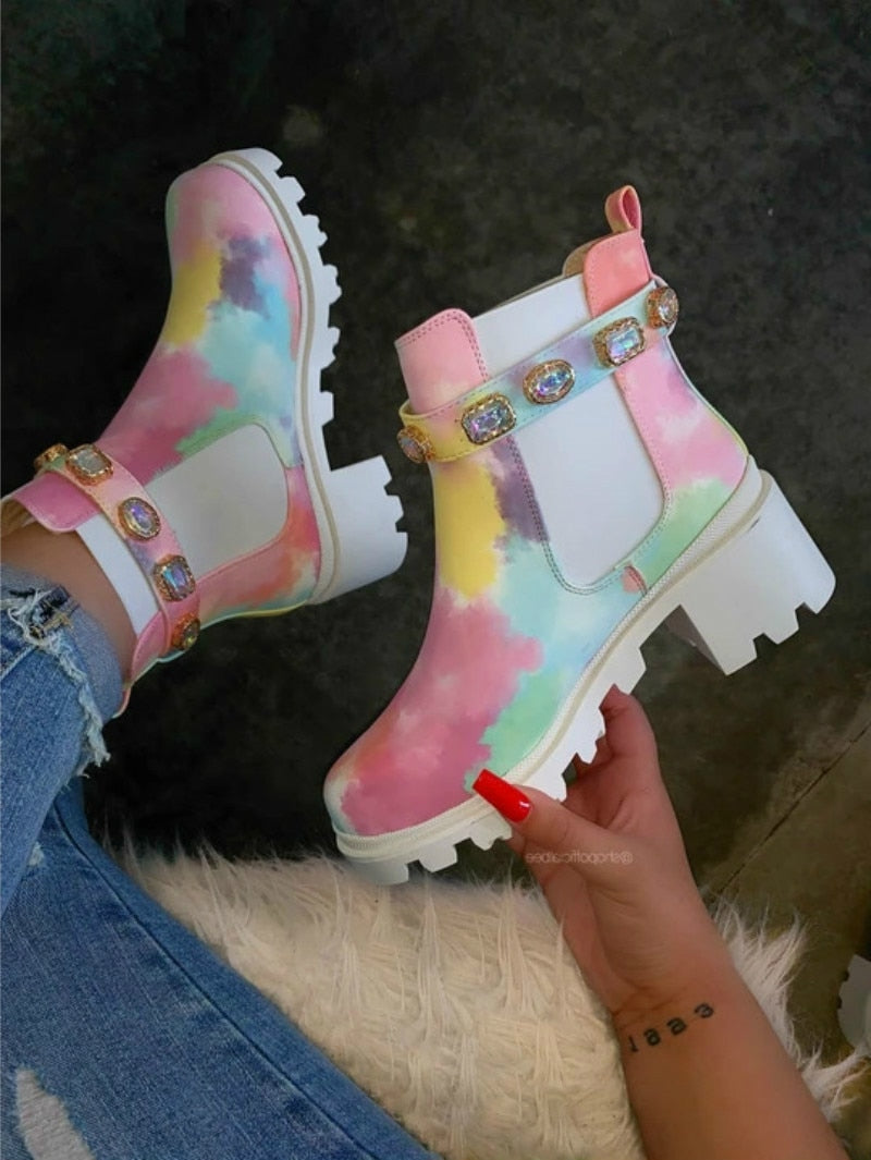 Sarah Express Crystal Embellished Ankle Boots