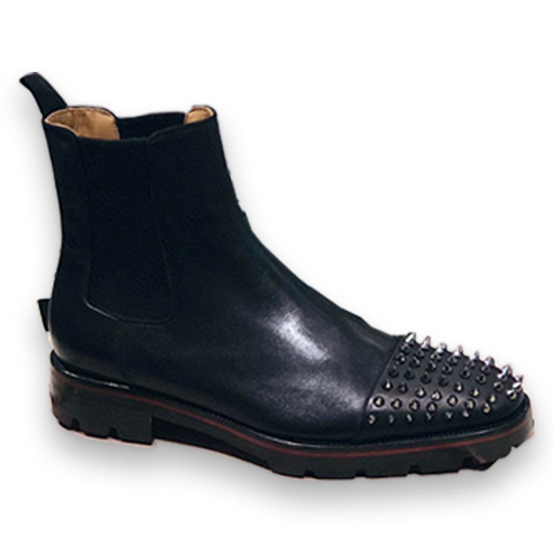 Sarah Express Studded High Top Leather Chelsea Boots 1 black