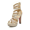 Sarah Express Glitter Platform Chunky Heel Sandals Gold