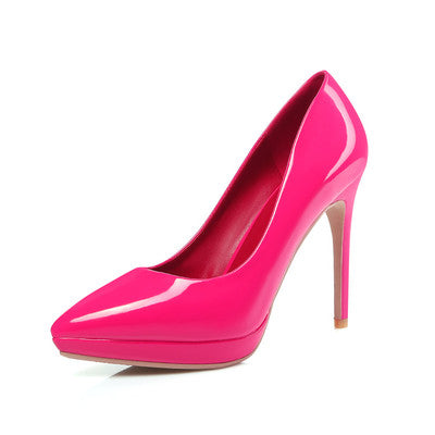 Sarah Express Pointed Toe Stiletto Platform Heels Rose Red