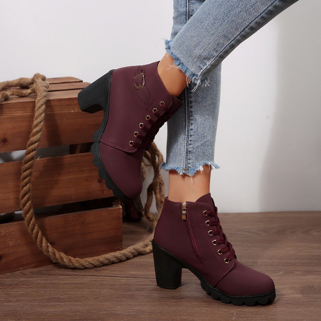 Sarah Express Women's Cross-Tie Chunky-Heel Ankle Boots