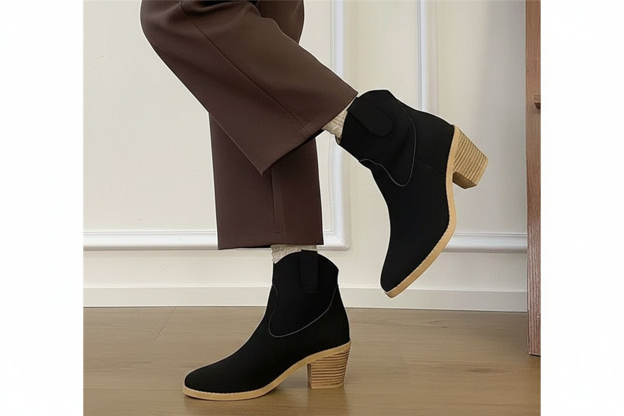 Sarah Express Retro Pointed Toe Slip-On Sock Booties Black And Yellow