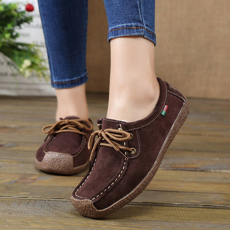 Sarah Express Women's Suede Platform Slip-On Flats