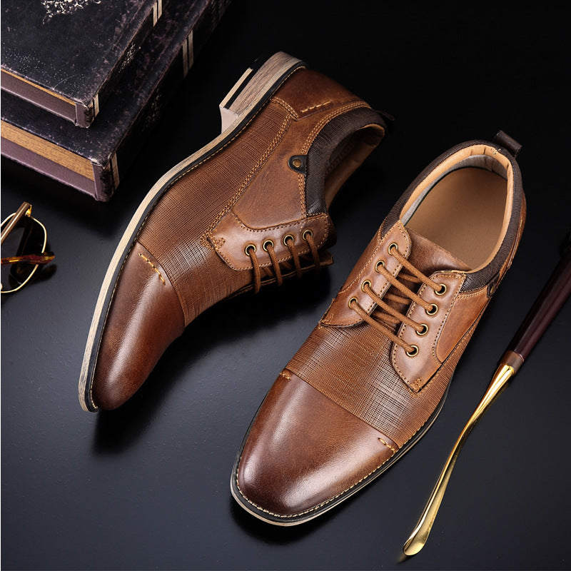 Sarah Express Men's Brown Leather Formal Dress Shoes