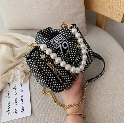 Sarah Express Polka Dot Messenger Bag With Pearl Handle
