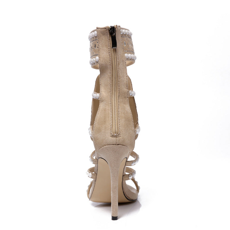 Sarah Express Rhinestone Embellished High Heel Sandals