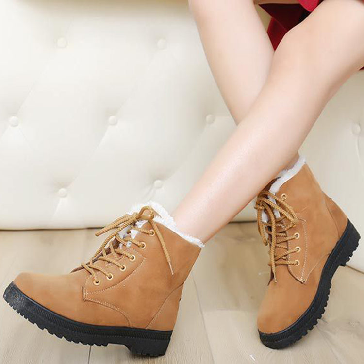 Sarah Express Women's Plush Lined Lace-Up Snow Boots