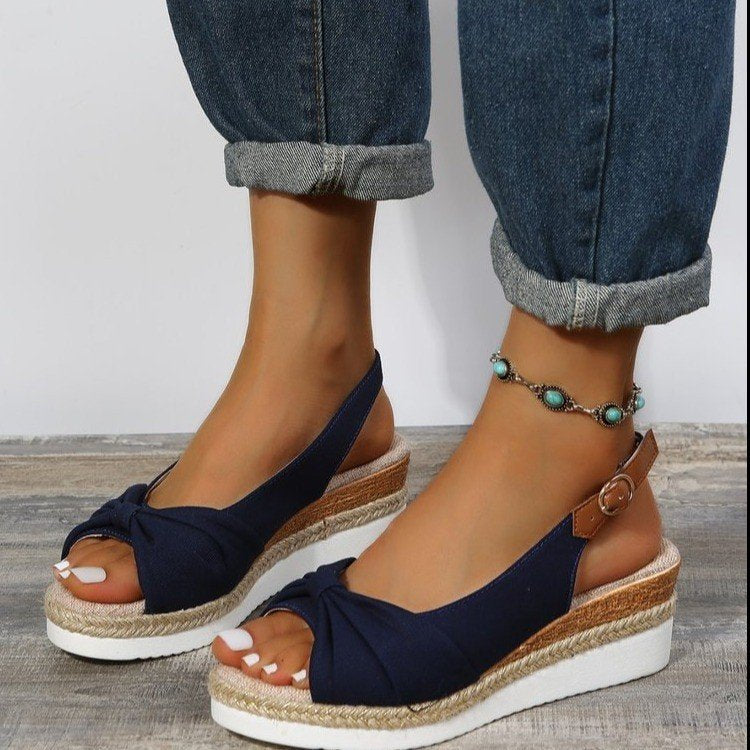 Sarah Express Bow Detail Platform Peep Toe Sandals