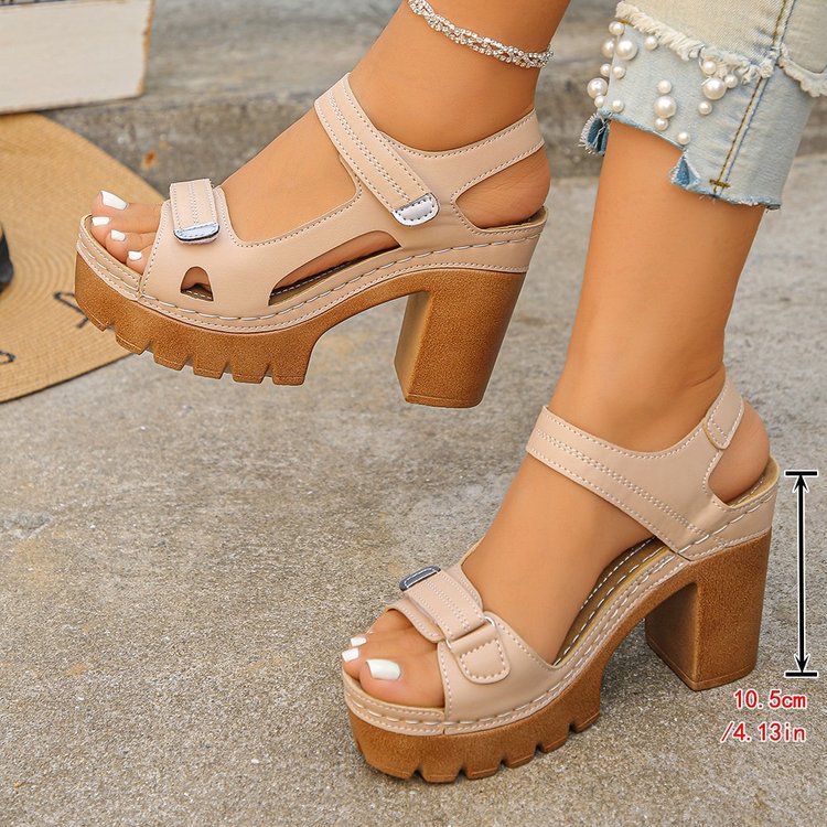 Sarah Express Thick Sole High Heel Buckle Sandals