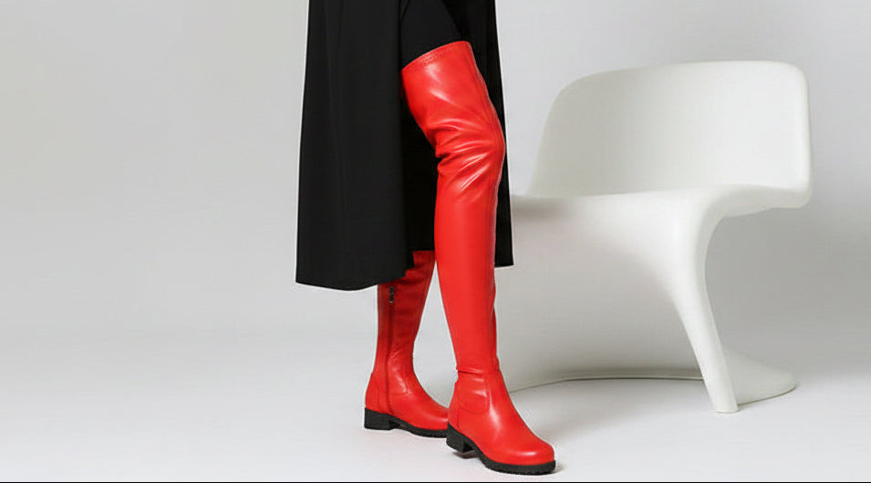 Sarah Express Women's Plus-Size Over-the-Knee Chunky Boots