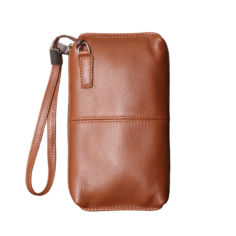 Sarah Express Men's Genuine Leather Long Zip Wallet