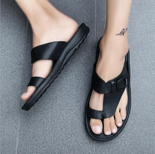 Sarah Express Men's Casual Buckle Strap Toe-Post Sandals
