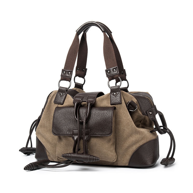 Sarah Express Structured Canvas Travel Shoulder Bag Khaki 17 inch