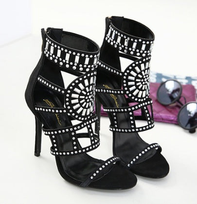 Sarah Express Rhinestone Embellished High Heel Sandals