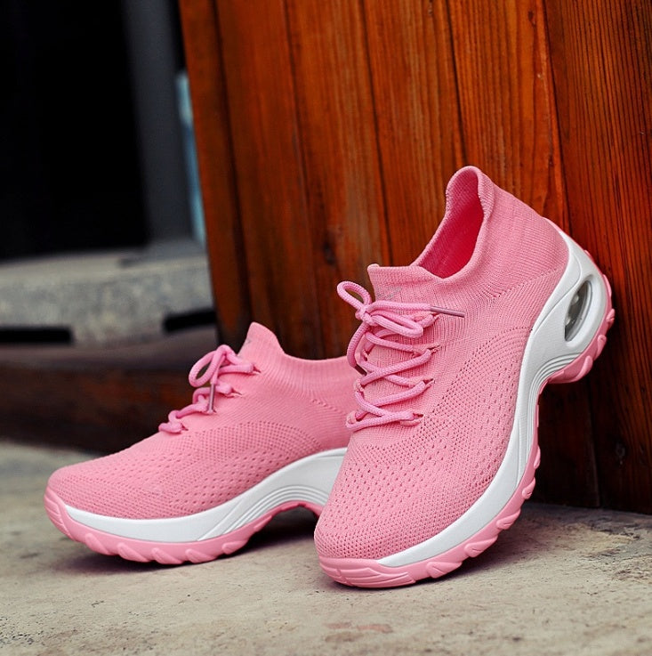 Sarah Express Lightweight Knit Lace-Up Walking Sneakers