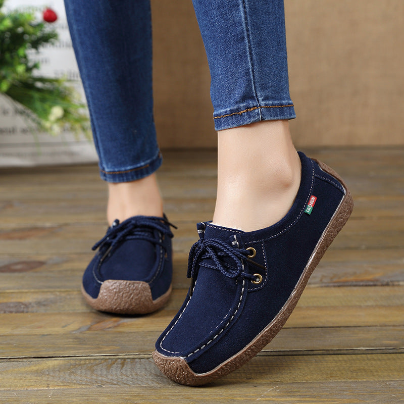 Sarah Express Women's Suede Platform Slip-On Flats