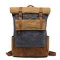 Sarah Express Retro Canvas Roll Top Backpack gray
