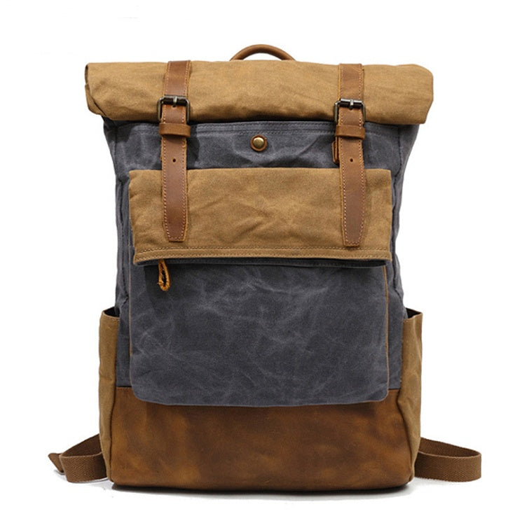 Sarah Express Retro Canvas Roll Top Backpack gray