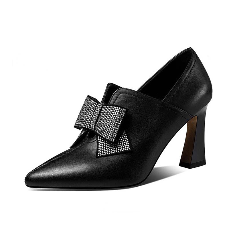 Sarah Express Rhinestone Bow Pointed Toe High Heels