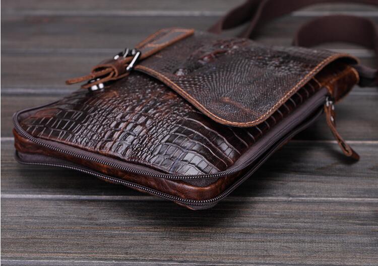 Sarah Express Vintage Alligator Pattern Leather Messenger Bag