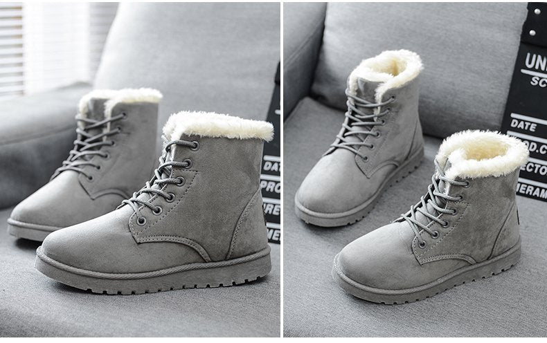 Sarah Express Women's Suede Ankle Snow Boots