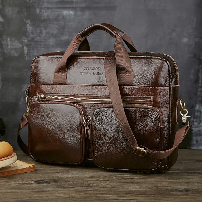 Sarah Express Men's Retro Leather Business Briefcase