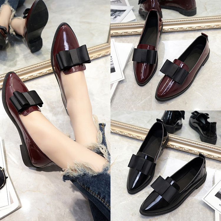 Sarah Express Bowtie Pointed Toe Patent Loafers