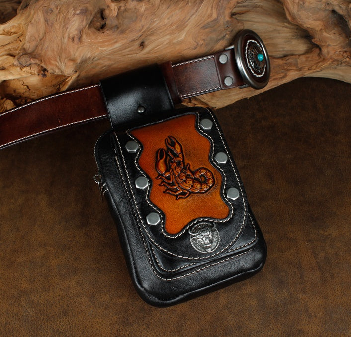Sarah Express Leather Scorpion Embossed Belt Pouch