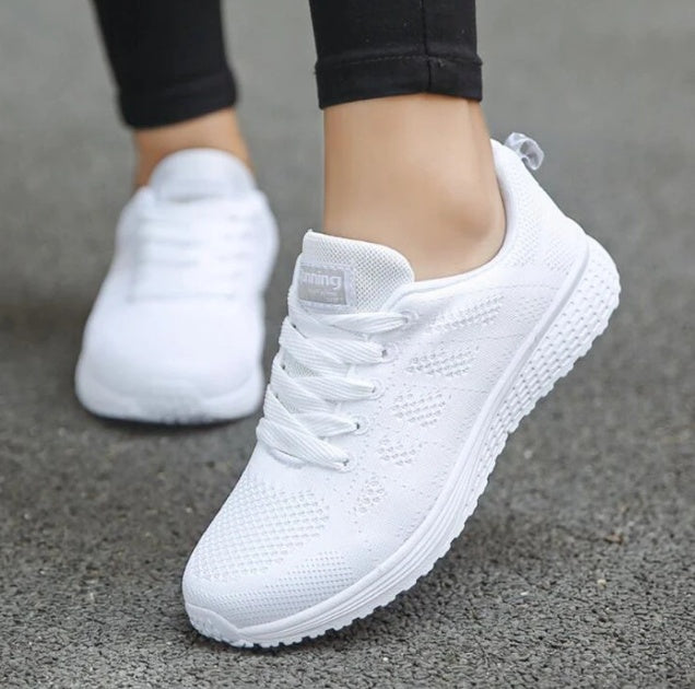 Sarah Express Lightweight Mesh Wedge Sneakers White