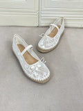 Sarah Express Women's Floral Lace Mesh Flat Sneakers White