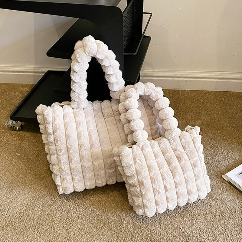 Sarah Express Plush Quilted Plaid Tote Bag