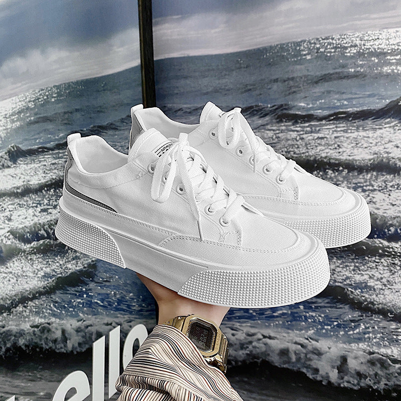 Sarah Express Canvas Low Top Platform Casual Sneakers White