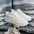 Sarah Express Canvas Low Top Platform Casual Sneakers White