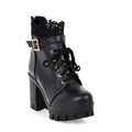 Sarah Express Lace-Up Platform Ankle Boots Black
