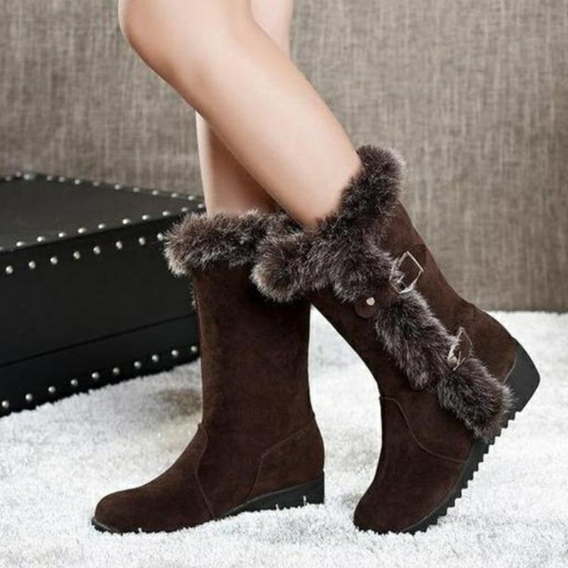 Sarah Express Women's Slip-On Fur Lined Snow Boots