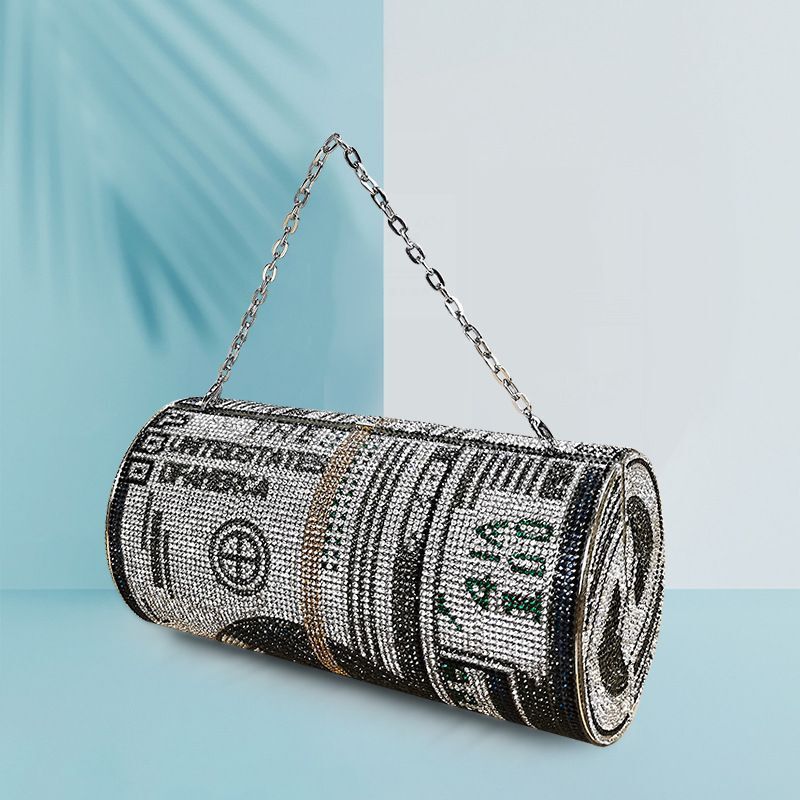 Sarah Express Crystal Embellished Money Roll Evening Clutch Black