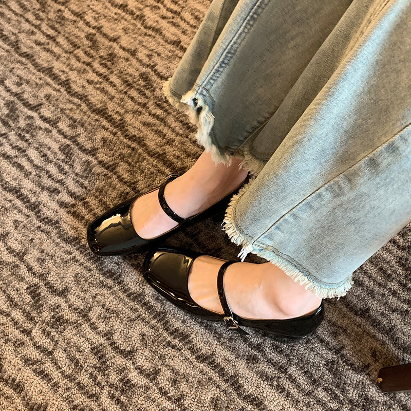 Sarah Express Square Toe Low Heel Mary Jane Pumps