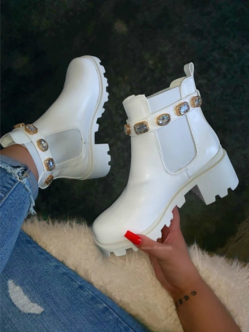 Sarah Express Crystal Embellished Ankle Boots
