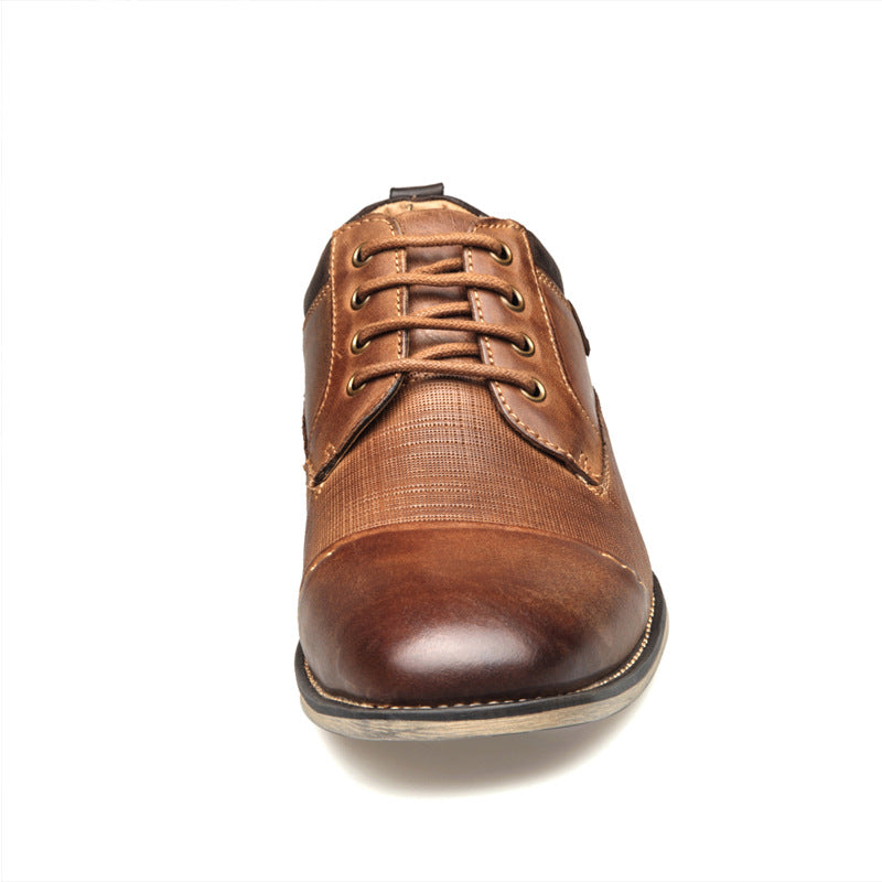 Sarah Express Men's Brown Leather Formal Dress Shoes