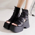 Sarah Express Women's Retro Platform Open Toe Sandals Black
