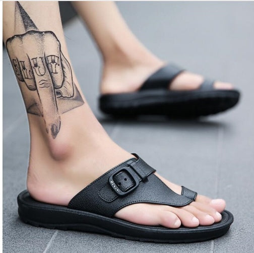 Sarah Express Men's Casual Buckle Strap Toe-Post Sandals