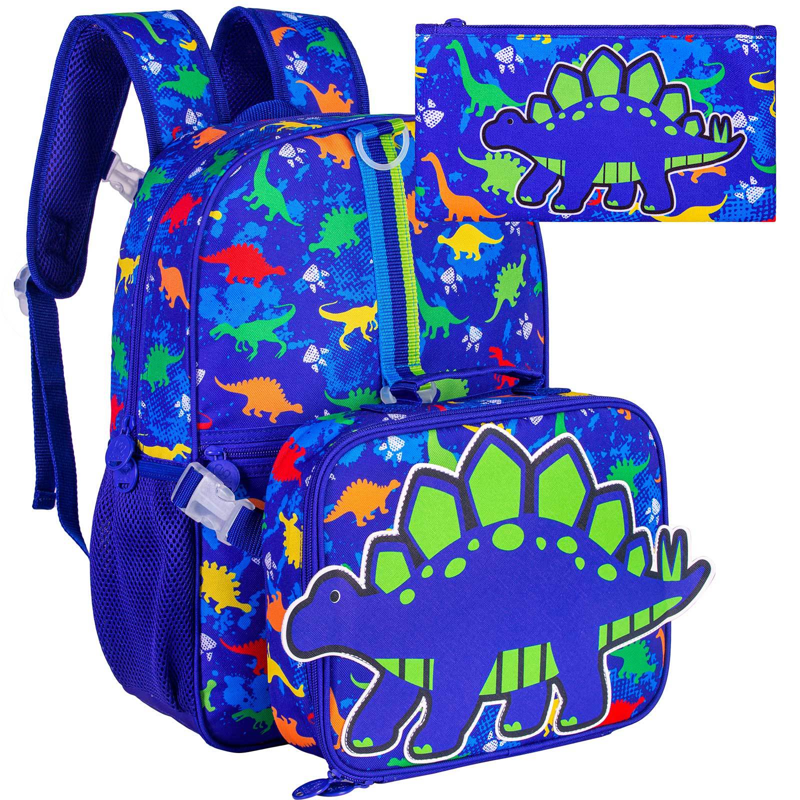 Sarah Express Kids 3-Piece Cartoon School Backpack Set Blue 31x41cm