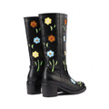 Sarah Express Women's Floral Embroidered Mid-Calf Western Boots Black